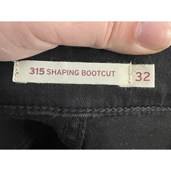 Levis 315 Shaping Bootcut Jeans Womens 32x32 Black Stretch Denim Mid Rise - Picture 9 of 14
